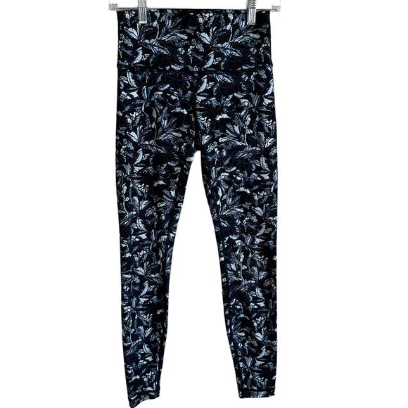 Lululemon Wunder Under Hi-Rise Navy Floral Leggings 6 - Picture 1 of 8